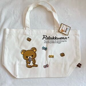 Brand New San-x Rilakkuma lollipop korilakkuma kiiroitori cotton canvas tote bag